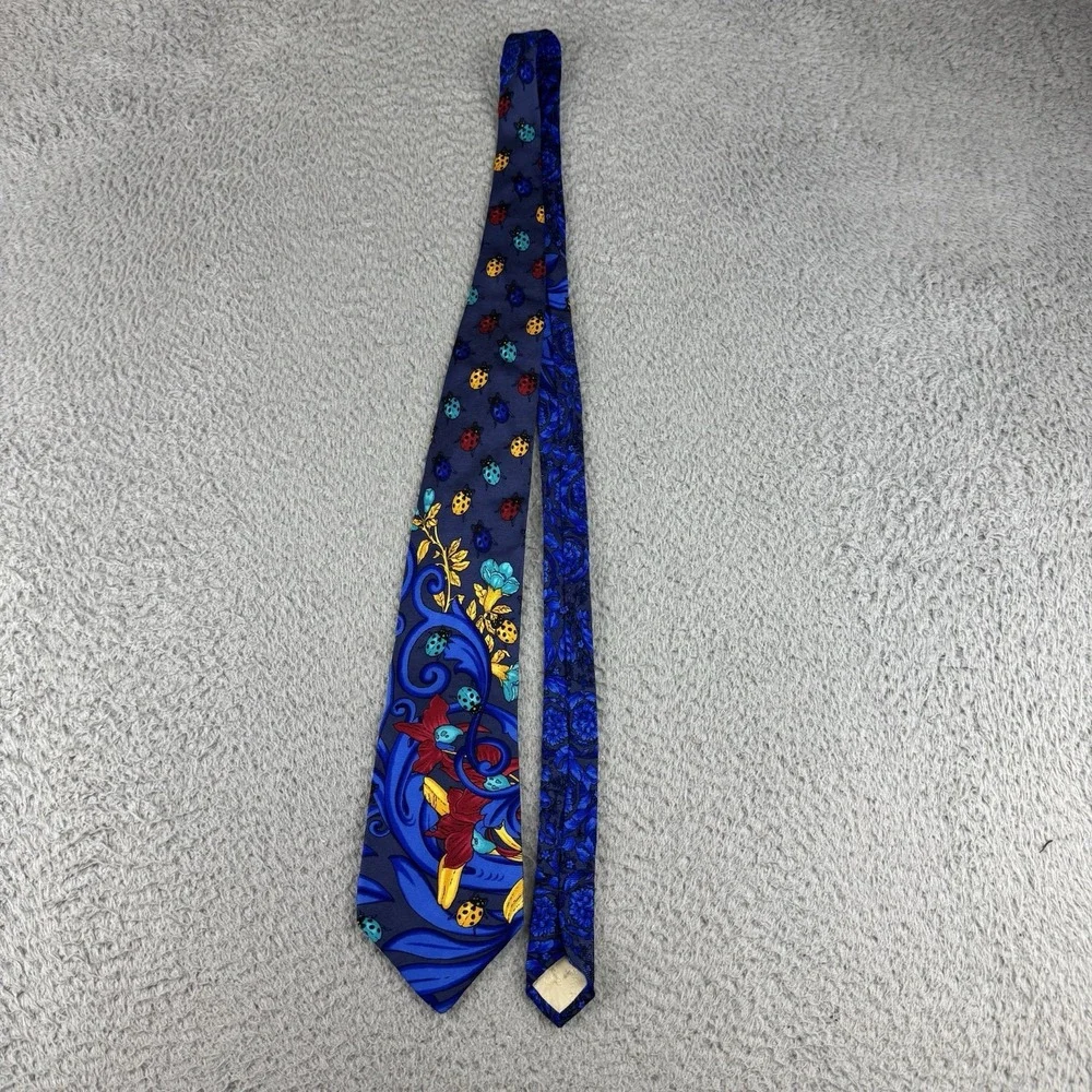 Vintage Gianni‎ Versace Neck Tie Hand Made Spain 100% Silk Ladybug Print Rare